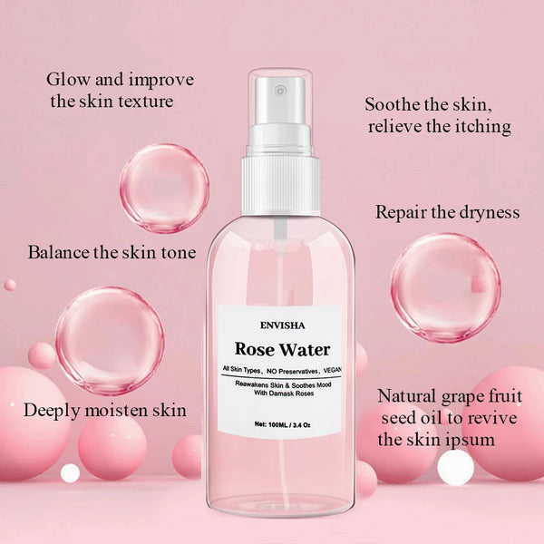 Rose Water For Face Facial Toner Organic Rose Petals Essence Moisturizing Serum Refresh Elastic Shrink Pores Skin Care