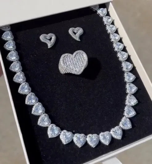 Heart Pendant Tennis Chain Necklace