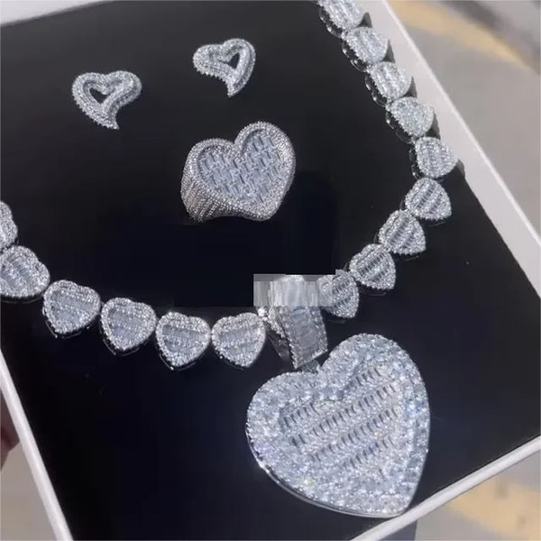 Heart Pendant Tennis Chain Necklace