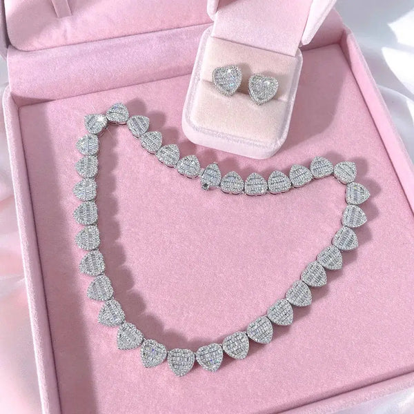 Heart Pendant Tennis Chain Necklace