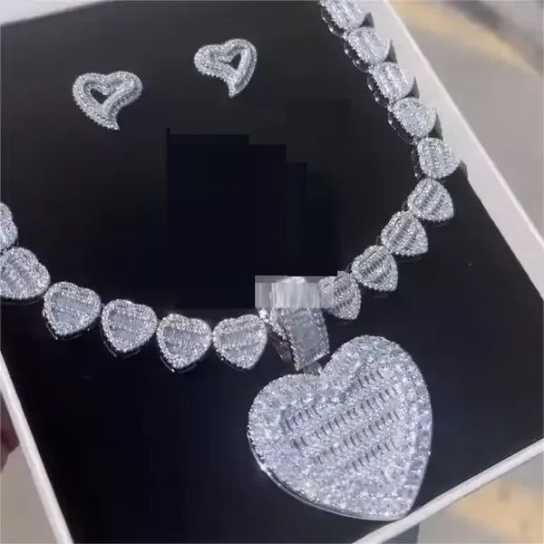 Heart Pendant Tennis Chain Necklace