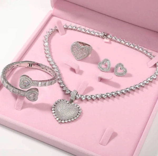 Heart Pendant Tennis Chain Necklace