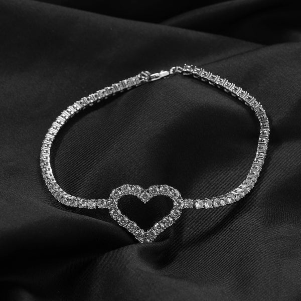 3mm Tennis Link Hollow Heart Anklet  Adjustable Anklet Women's Luxury  Jewelry