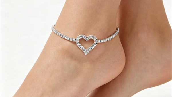 3mm Tennis Link Hollow Heart Anklet  Adjustable Anklet Women's Luxury  Jewelry