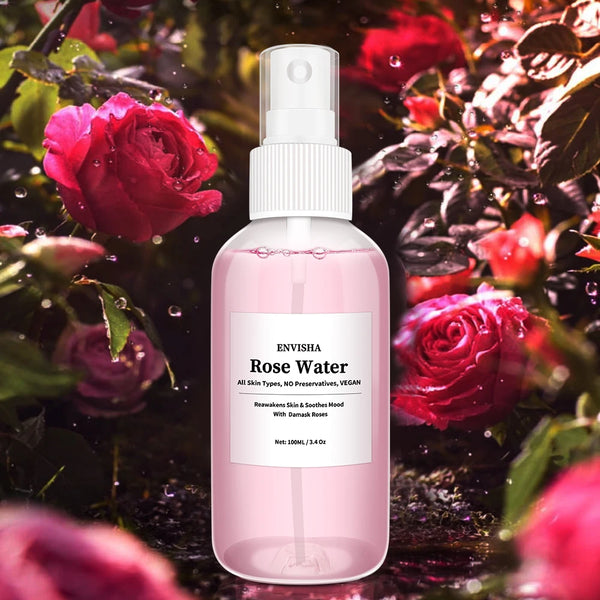 Rose Water For Face Facial Toner Organic Rose Petals Essence Moisturizing Serum Refresh Elastic Shrink Pores Skin Care